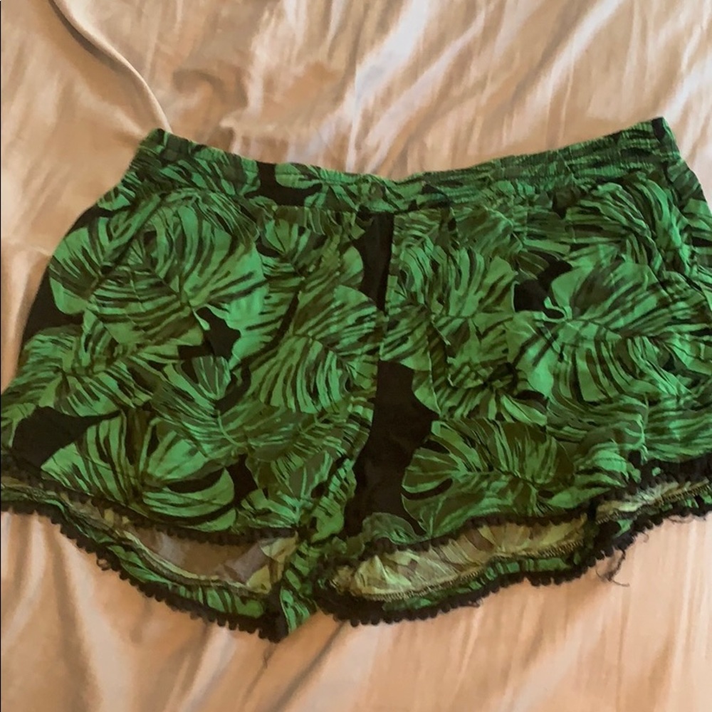 leaf print shorts